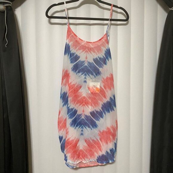 OP swimsuit coverup top red/blue/white adjustable straps - Picture 1 of 4